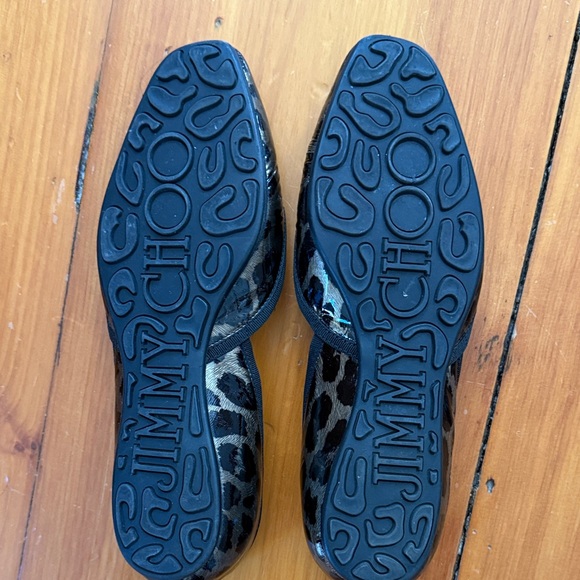 Jimmy Choo Black and Brown Animal Print Flats - Picture 2 of 4